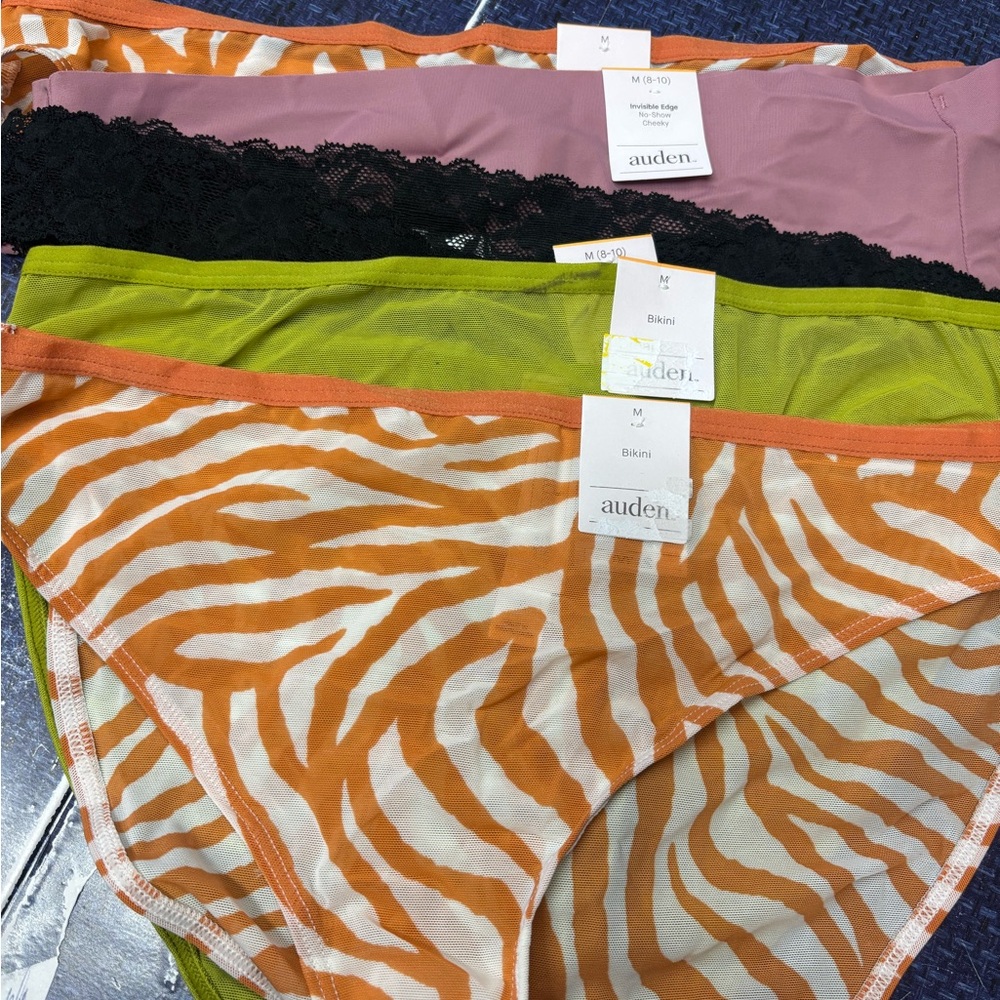 5 pack Auden Zebra Print and Lace Bikini Panties